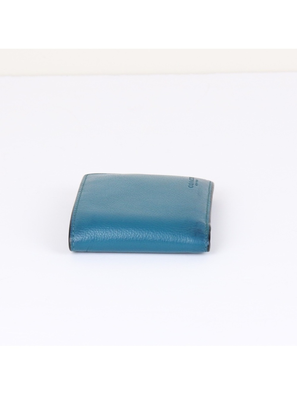 Coach Men's Double Billfold Wallet Teal Blue Pebbled Leather - Picture 4 of 10
